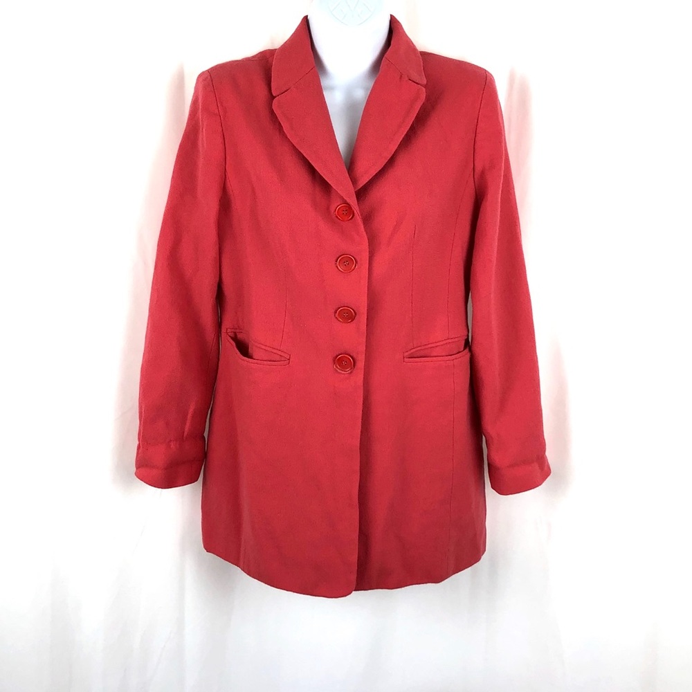 Tahari Button Front Collared Wool Jacket Pockets 8 - image 1